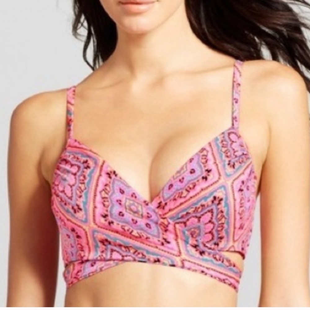 Shade & Shore Strappy Bra Bohemian CrissCross Back Pink Size 36C